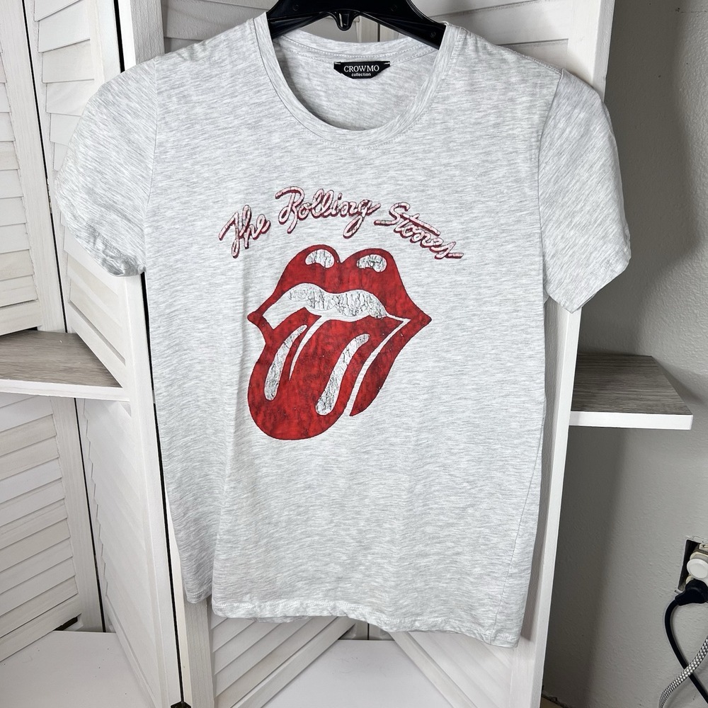 The Rolling Stones Women's T-Shirt By Crowmo Lips Logo Rock Band Sz Medium NWOT